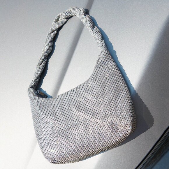 NWOT ZARA Crystal Sparkle Twist Handle Shoulder Bag - Picture 2 of 13